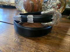 James Reid style XLWage Sterling Silver overlay Belt buckle set 29-31-✅