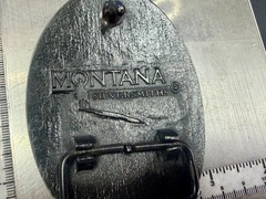 Initial Block Letter T Montana Silversmiths RARE Grey & Black Color Belt Buckle