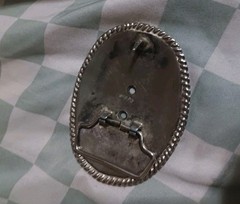 Vintage 1995 Oval Engraved Silver-Tone Belt Buckle – Blank Canvas