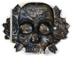 AB STEEL by AL BERES BUCKLES ONLY! #ST120 1 PIECE LARGE 1.5&Prime; TRIBAL SKULL BUCKLE