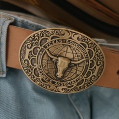 Men&rsquo;s pure brass smooth buckle belt headChinese zodiac ox belt head plate buckle