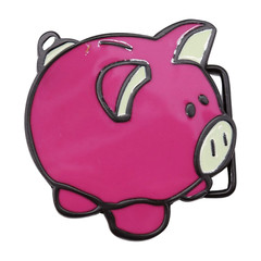 Men Women Teen Metal Fashion Belt Buckle Pink Piggy Bank Animation Day Easy Wear