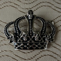 WESTSIDE CA Crown With Skulls Metal Biker Motorcycle Gothic Belt Buckle 3”x4”