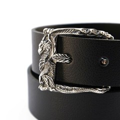 German silver belt buckle « Smaug dragon », handmade pin type german silver buckle