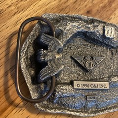 C&J 1996 BELT BUCKLE Train Engine #203 Indian Warrior Headdress, #1691