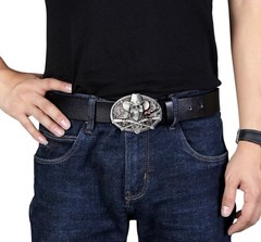 NEW RED WESTERN COWBOY SKULL GUN BELT BUCKLE RIFLES