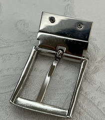 Perry Ellis Reversible Chrome Silver Tone Simple Basic Belt Buckle 1.25&Prime;