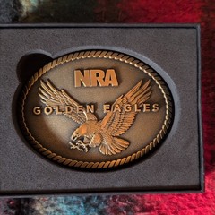 NRA Golden Eagles 2014 Commemorative Oval Western Belt Buckle Gold/Black w/ Box