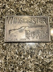 Winchester Repeating Arms New Haven Conn. Rifle Guns Vintage Brass Belt Buckle