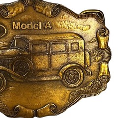 Vintage Ford Model A Car Brass Belt Buckle Scrolls Transportation