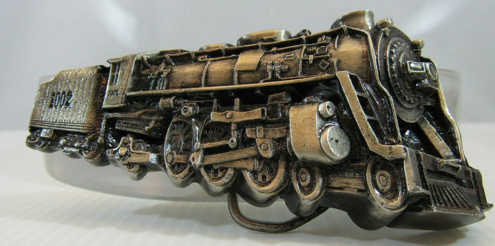 Locomotive Belt Buckle Vintage Brass Bergamot 1978 USA 4&Prime;w VG Pre Owned b21