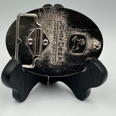 John Deere Belt Buckle Nothing Runs Like A Deere Silver Green Logo Diamond Plate