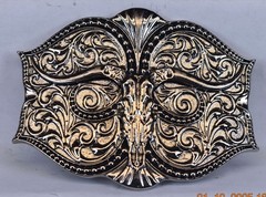 UNBRANDED TEXAS LONG HORN STEER SKULL & HORNS BELT BUCKLE