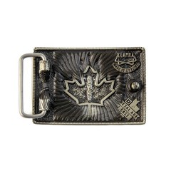 German silver buckle Maple leaf trident, Canadian maple leaf, Ukrainian trident