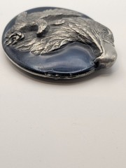 Vtg Eagle Blue Enamel Inlay Belt Buckle Pewter 3D Design Siskiyou 1990