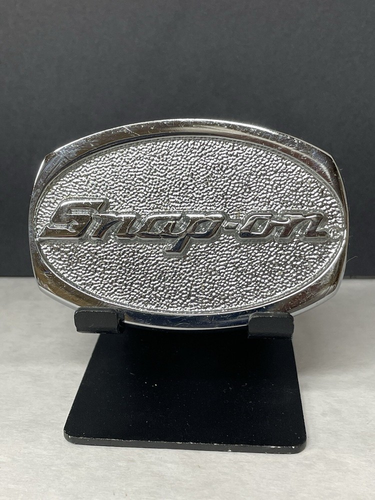 Snap-on Tools Belt Buckle Chrome on Solid Brass SPP-509 Made USA 3.25&Prime; x 2.25&Prime;