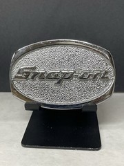 Snap-on Tools Belt Buckle Chrome on Solid Brass SPP-509 Made USA 3.25&Prime; x 2.25&Prime;