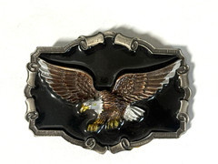 Vintage Great American Pewter Bald Eagle Belt Buckle 1983 Made USA new In Box