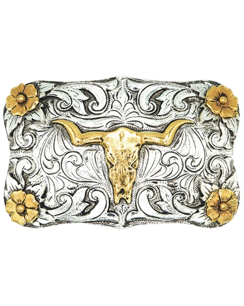 AndWest Steer Head and Classic Flowers Belt Buckle – 742