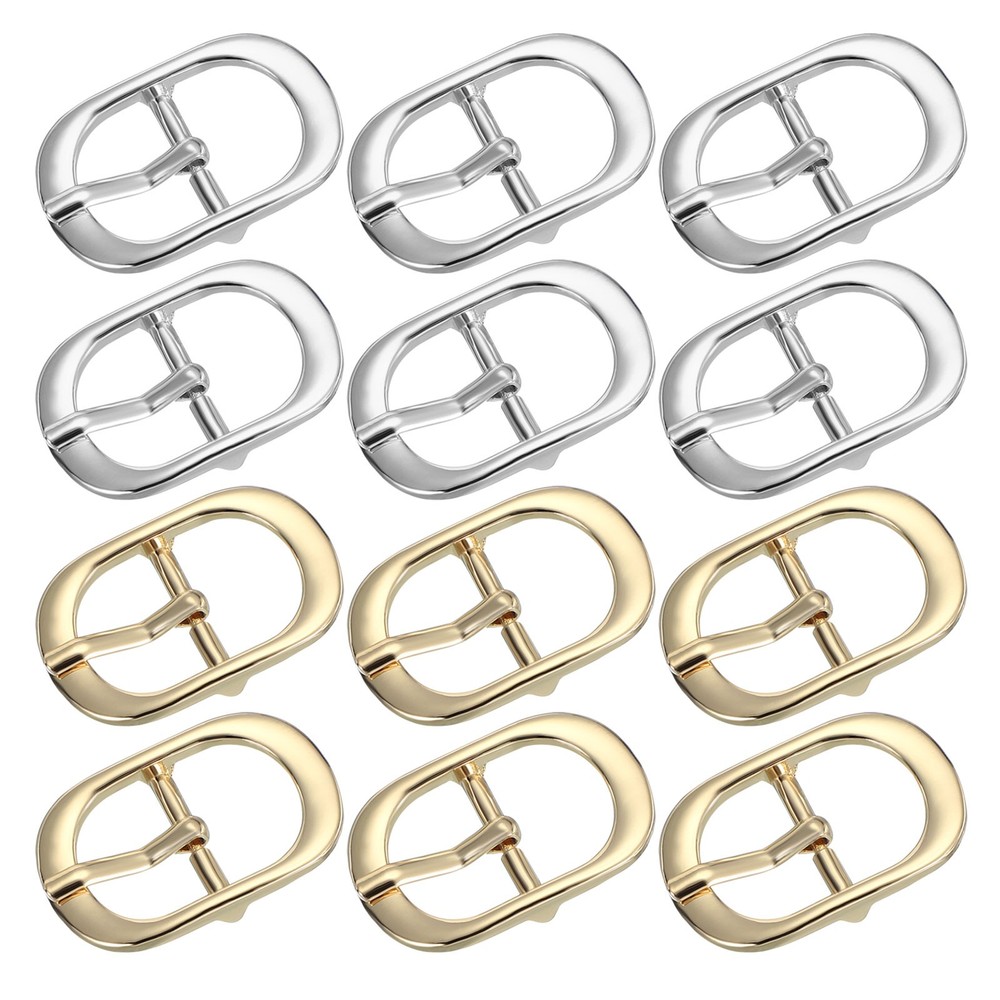 12Pcs 0.7&Prime; Single Prong Metal Roller Pin Belt Buckles Silver/Light Gold