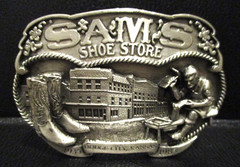 Dodge City Kansas SAM&rsquo;S SHOE STORE 1985 Pewter Belt Buckle Allen Cowboyboy Boots