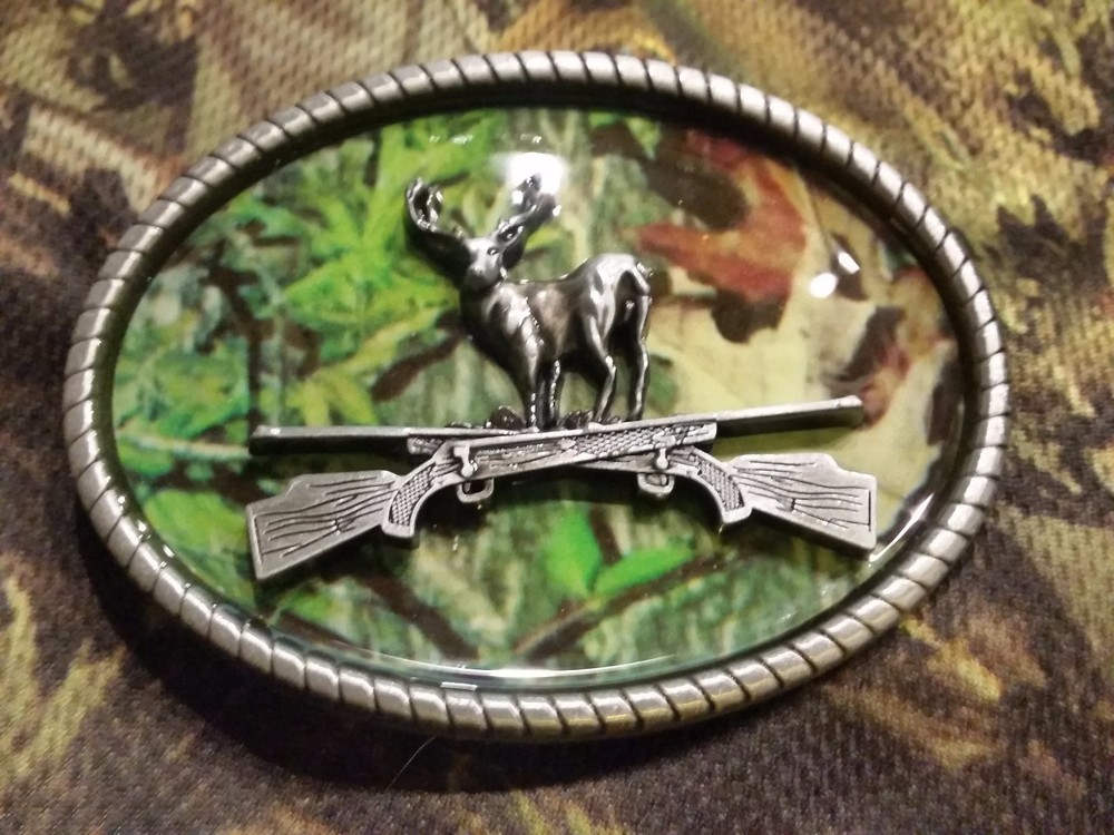 CAMO DEER RIFLE camouflage BELT BUCKLE BUCKLES metal western hunting * US SELLER