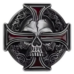 Cross and Skull Buckle and Belt Set, Classic Rock Biker Accessory