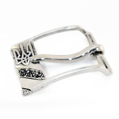 German silver pin belt buckle Trident, Classic frame belt buckle, Flag buckle