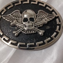 2 Skull Belt Buckles Pirate Biker Unmarked Metal