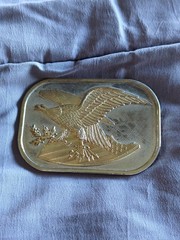 Mens Vintage Belt Buckle Flying Eagle Bird Metal 3.5&Prime; x 2.5&Prime;