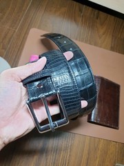 3.8CM Black 100% Genuine Leather Skin Men Belt Buckle-Handmade-Customize