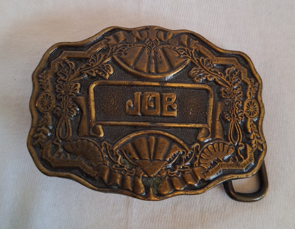 Vintage Oden Inc Personalized Solid Brass Belt Buckle Says « JOE »