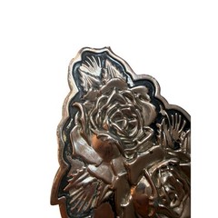 Vintage Famous Stars & Straps Rose Floral Belt Buckle Silver Tone Gothic Emo