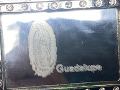 Unique Mirrored Guadalupe With Rhinestones Silver Color Hologram Belt Buckle