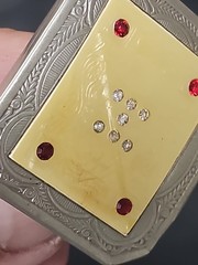 Vintage Victorian Silver Plate Belt Buckle – Celluloid Inlay with Crystal & Red
