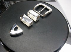 Sterling silver 925 buckle 4 piece set 38 g w/Genuine Lizard-1-1/4 to 1&Prime;belt USA