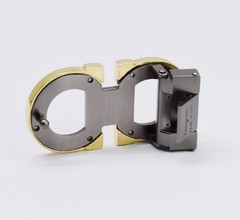 Salvatore Ferragamo Golden&Grey Gancini Belt Buckle For 1.38&Prime; Wide Leather Belts