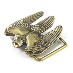 Handmade brass belt buckle Fighting Falcon, Solid hunting hawk sculptural