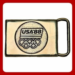Vintage 1988 USA Olympic Games Solid Brass Belt Buckle BTS Collectible Accessory