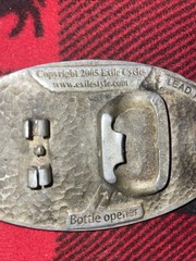 2005 EXILE CYCLES Black Metal Belt Buckle And Bottle Opener 4”