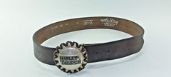 vintage HARLEY DAVIDSON motorcyle BELT BUCKLE metal leather Size 80 /24