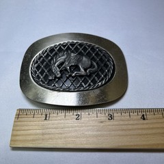 Reining Western Belt Buckle Rodeo Silver And Black