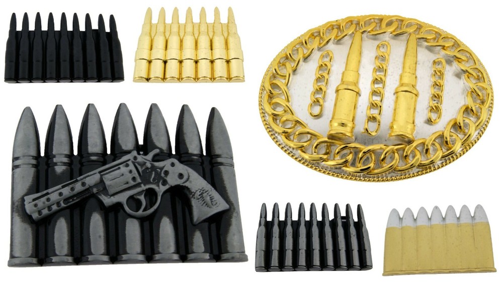 belt buckles lot 6 pieces Collection High Quality Men Vintage Bullets Amo Army