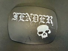 FENDER Electric Guitars Skull Musician Rock Band Black Belt Buckle