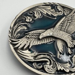 Vintage 1995 Siskiyou Buckle Co Eagle Pewter Belt Buckle Blue Enamel A-2 USA