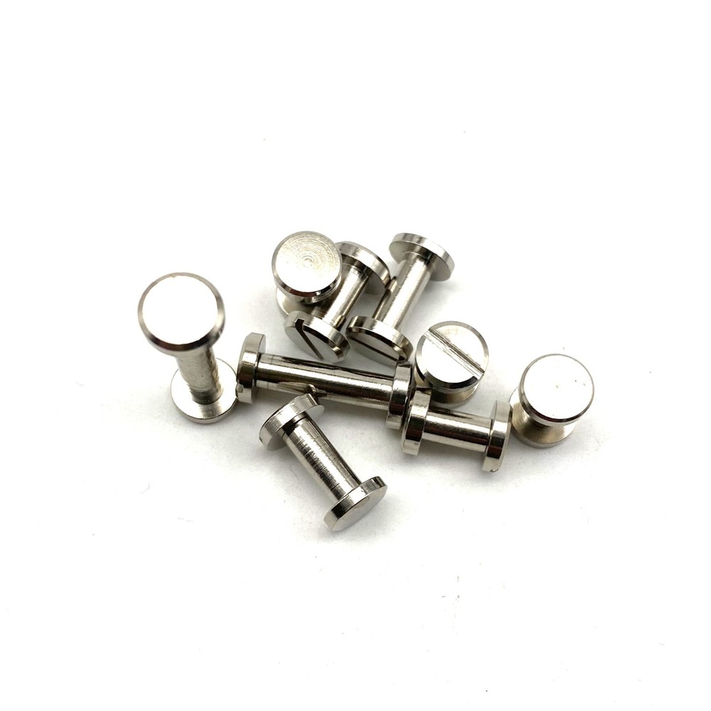 8mm Diameter Post Sliver Brass Chicago Screw Leather Crafting Screw Rivets 10pcs
