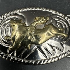 Rodeo Cowboy Bull Rider Riding Silver Gold tone 3&Prime; Mens Womens Belt Buckle