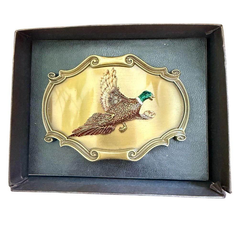 Vintage 1978 Pheasant Bird Belt Buckle Buckle Brass Raintree Made In USA
