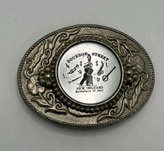 Bourbon Street New Orleans Jazz Belt Buckle Metal Vintage Collectors Americana