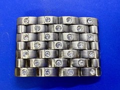 Block Brick Wall Pattern, Clear Rhinestone Accented Bling Jeweled Belt Buckle